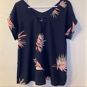 Navy blue floral top
